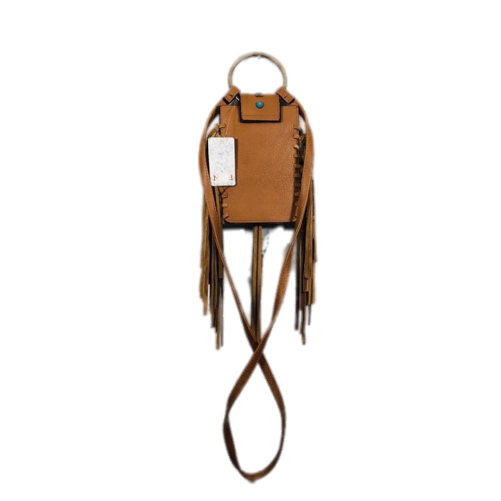 MUDD Women’s Brown Boho Fringe Cell Crossbody Bag - Picture 7 of 8